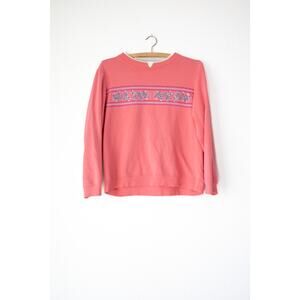 Vintage Adrian Delafield Embroidered Sweatshirt Small 90s Floral